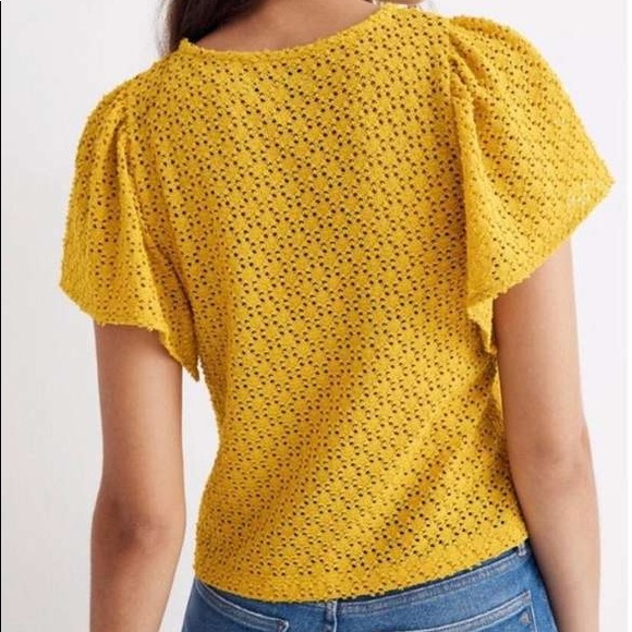 MADEWELL Mustard Texture and Thread Butterly Sleeve Top - Picture 7 of 7